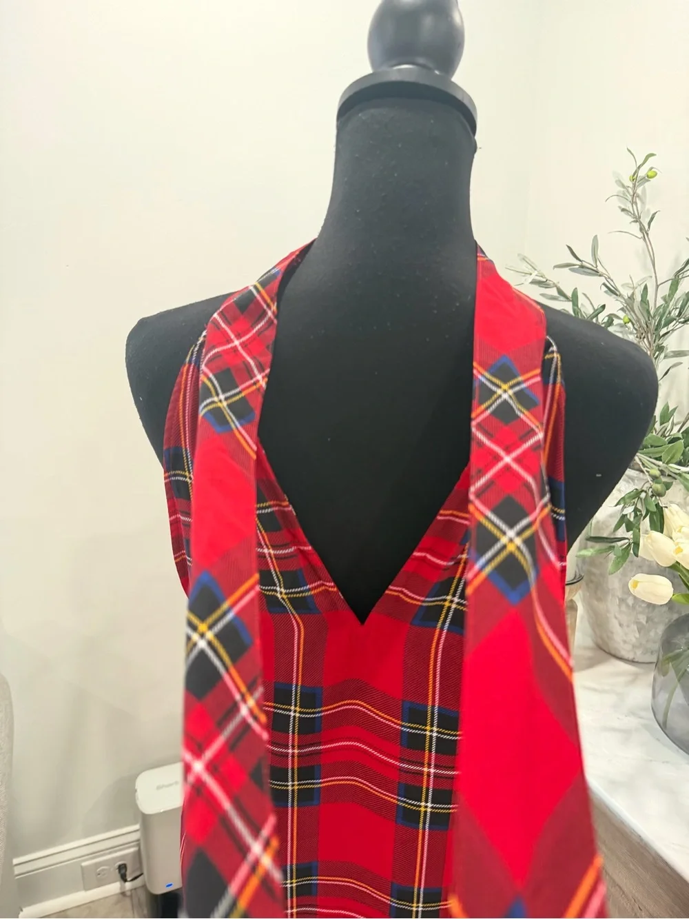 J. Crew Red Plaid Halter Camisole